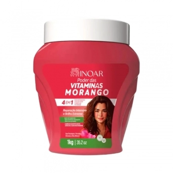 CREME TRATAMENTO INOAR 1KG PODER DAS VITAMINAS MORANGO 4EM1