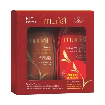 KIT OLEO CORPORAL MURIEL 100ML AMENDOA COLAGENO + ROSA MOSQUETA