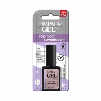 ESMALTE IMPALA GEL PLUS TOP COAT CAMUFLAGEM CRYSTAL NUDE COM BLISTER
