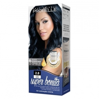 TINTURA PROBELLE SUPER BONITA KIT 2.8 PRETO AZULADO PEROLA