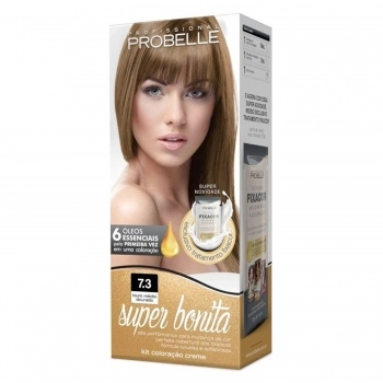 TINTURA PROBELLE SUPER BONITA KIT 7.3 LOURO MEDIO DOURADO