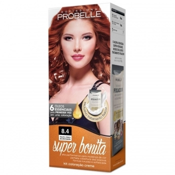 TINTURA PROBELLE SUPER BONITA KIT 8.4 LOURO CLARO ACOBREADO