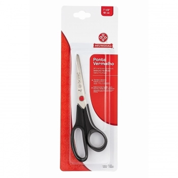 TESOURA MULTI USO MUNDIAL 7 1/2" PRETA PONTO VERMELHO 662N FIO LISO