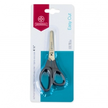 TESOURA ESCOLAR MUNDIAL 4 1/2" PRETA EASY CUT 167BK A PARTIR 05 ANOS