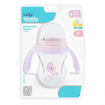 MAMADEIRA LOLLY KINDDY 30182 F NATURE AUREA2 250ML COM ALCA SILICONE BLISTER ROSA