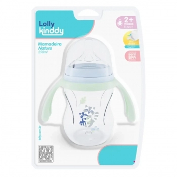 MAMADEIRA LOLLY KINDDY 30182 M NATURE AUREA2 250ML COM ALCA SILICONE BLISTER AZUL