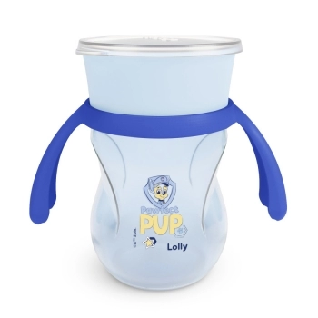 COPO TREINAMENTO LOLLY KINDDY 7196 M PATRULHA CANINA 360 COM ALÇA 250ML BLISTER AZUL