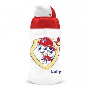 COPO LOLLY KINDDY 7198 COM CANUDO M PATRULHA CANINA 330ML SILICONE COM TAMPA BLISTER