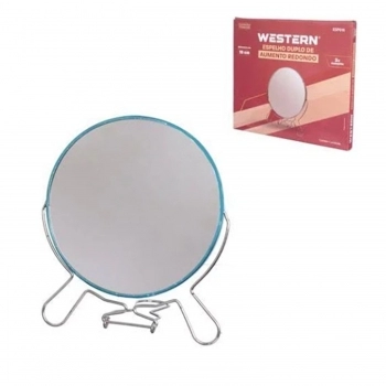 ESPELHO DUPLO WESTERN HOME AUMENTO 3X REDONDO 18CM DIAMETRO