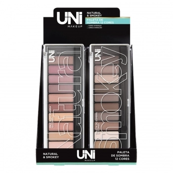 PALETA DE SOMBRAS UNI COM 12 UNIDADES NATURAL SMOKEY 12 CORES UN-SO87DS