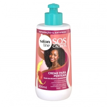 CREME PENTEAR SALON LINE 300ML SOS CACHOS RICINO/QUERATINA
