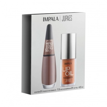 KIT IMPALA JU PAES VIRANDO O JOGO 1 ESMALTE PEÇA RARA + 1 LIP OIL NUDE TRANSLUCIDO COM GLITTER 512