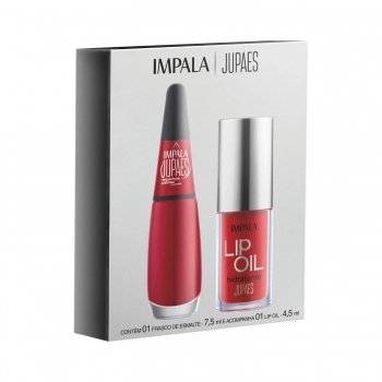 KIT IMPALA JU PAES VIRANDO O JOGO 1 ESMALTE XEQUE MATE + 1 LIP OIL VERMELHO TRANSLUCIDO INTENSO 514