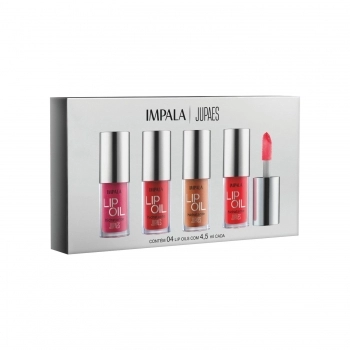 KIT IMP JU PAES VIRANDO O JOGO LIP OIL C/ 4UN 1 NUDE GLITTER +1 VERMELHO VIBRANTE+1 VERMELHO INTENSO