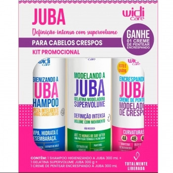 KIT JUBA ENCRESPANDO WIDI CARE SHAMPOO 300ML + GELATINA 300G + CREME DE PENTEAR GRATIS