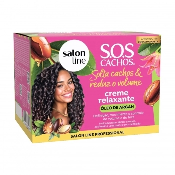 CREME RELAXANTE SALON LINE 200G SOLTA CACHOS E REDUZ VOLUME COM OLEO DE ARGAN