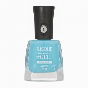 ESMALTE RISQUE DIAMOND GEL CREMOSO SEM BLISTER AZUL CAPRI GLITER