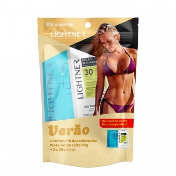 KIT CLAREADOR LIGHTNER PO DESCOLORANTE PROTEINAS DO LEITE + AGUA OXIGENADA 40ML 30 VOLUMES