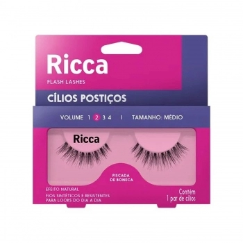 CILIOS POSTIÇOS RICCA VOL 2 MEDIO PISCADA D BONECA 2674
