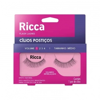 CILIOS POSTIÇOS RICCA VOL 1 MEDIO VOLUMAO ENTRELACADO 2672