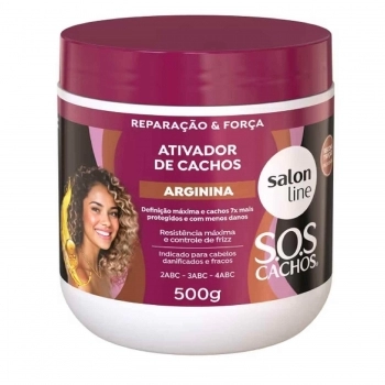 ATIVADOR CACHOS SALON LINE 500G SOS CACHOS ARGININA RECONSTRUÇÃO