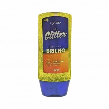 GEL FIXED 200G GLITTER ROSTO CABELO E CORPO AMARELO