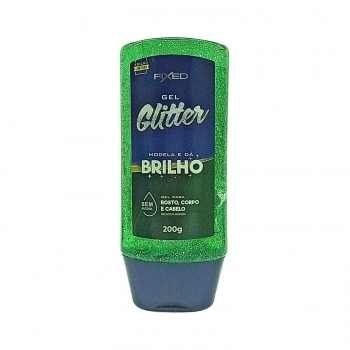 GEL FIXED 200G GLITTER ROSTO CABELO E CORPO VERDE
