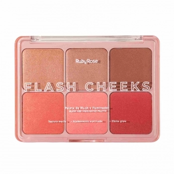 PALETA RUBY ROSE BLUSH/ILUMINADOR FLASH CHEEKS HBM1000
