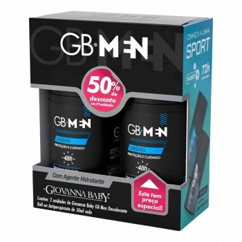 KIT DESODORANTE ROLLON GIOVANNA BABY 50ML 48H MEN URBAN C/ 2 UNIDADES
