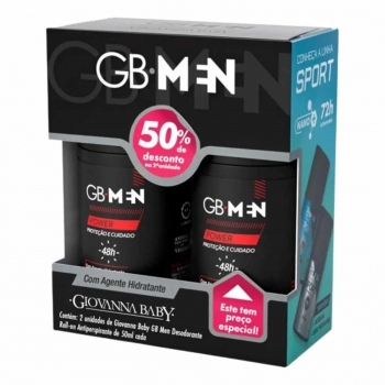 KIT DESODORANTE ROLLON GIOVANNA BABY 50ML 48H MEN POWER C/ 2 UNIDADES