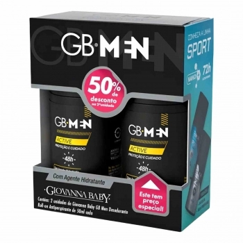 KIT DESODORANTE ROLLON GIOVANNA BABY 50ML 48H MEN ACTIVE C/ 2 UNIDADES