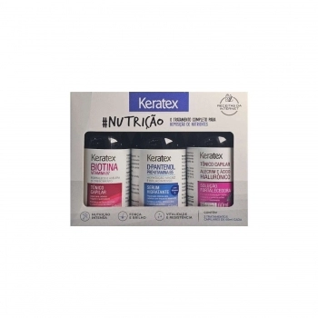 KIT TRATAMENTO CAPILAR KERATEX 3UN 60ML TONICO BIOTINA/ACIDO HIALURONICO/SERUM D-PANTENOL