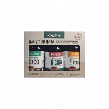 KIT TRATAMENTO CAPILAR KERATEX 3UN 60ML OLEO COCO/RICINO/ALECRIM