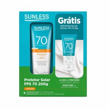 KIT PROTETOR SOLAR SUNLESS FPS70 CORPORAL + FACIAL 200G/30G