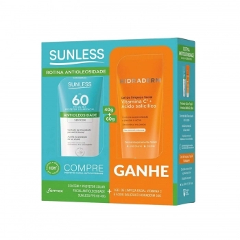 KIT PROTETOR SOLAR FACIAL 40G SEM BASE FPS60 + GEL FACIAL 60G VITAMINA C