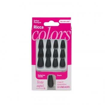 UNHA POSTIÇA RICCA PRETA BAILARINA MEDIA 30UN 2875 #