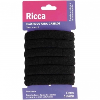 ELASTICO CABELO RICCA GROSSO PRETO 6UN 2725
