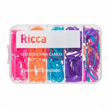 ELASTICO CABELO RICCA COLORIDO 200UN COM CASE 3345