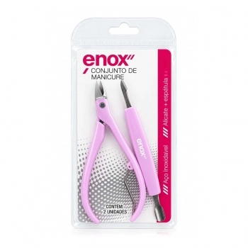 ALICATE CUTICULA ENOX CABO DE PLASTICO LILAS COM ESPATULA 2473