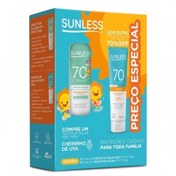 KIT PROTETOR SOLAR SUNLESS KIDS FPS70 120G/90G