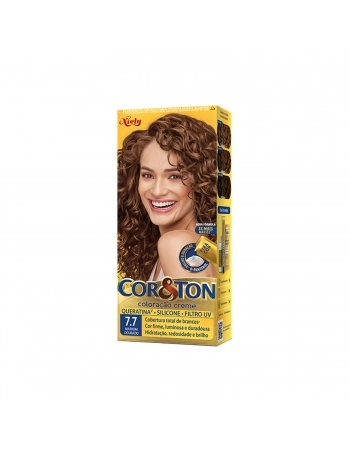 TINTURA NIELY COR&TON KIT 7.7 MARROM DOURADO