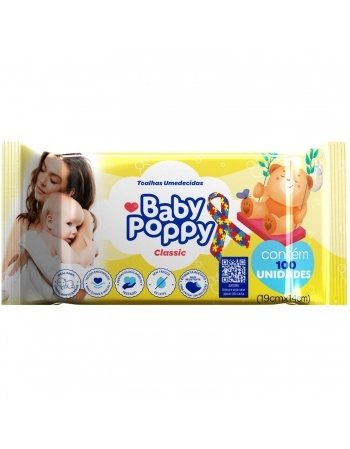 TOALHAS UMEDECIDAS BABY POPPY 100UN CLASSIC
