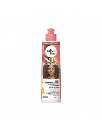 ATIVADOR DE CACHOS SALON LINE 300ML SOS CACHOS MEL E OLEO DE ARGAN