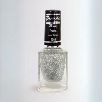 ESMALTE PRISCILA 10ML GLITTER PRATA