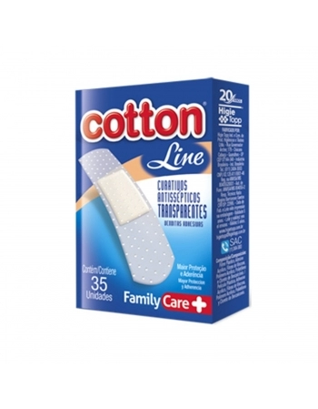 CURATIVO ANTISSEPTICO COTTON 35UN FAMILY CARE TRANSPARENTE