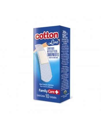 CURATIVO ANTISSEPTICOS COTTON 10UN FAMILY CARE TRANSPARENTE