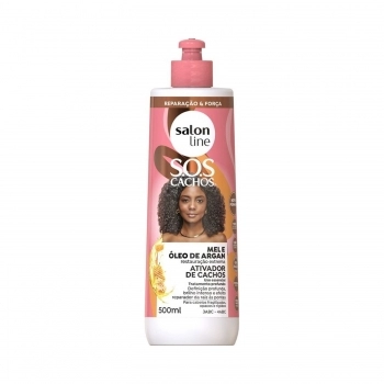 ATIVADOR DE CACHOS SALON LINE 500ML SOS CACHOS MEL E OLEO DE ARGAN