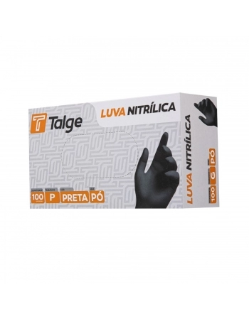 LUVA TALGE NITRILICA PEQUENA 100UN PRETA SEM PO