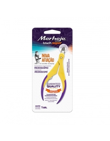 ALICATE CUTICULA MERHEJE TOUCH AMARELO/VIOLETA