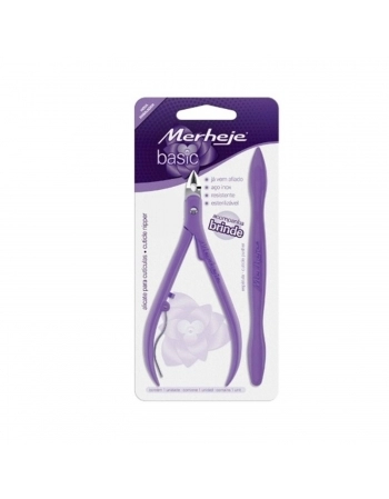ALICATE CUTICULA MERHEJE C/ESPATULA LILAS